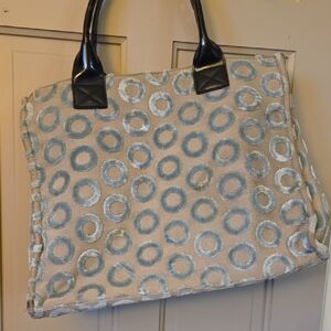 Kate Landry Beige and Blue Circle Tote